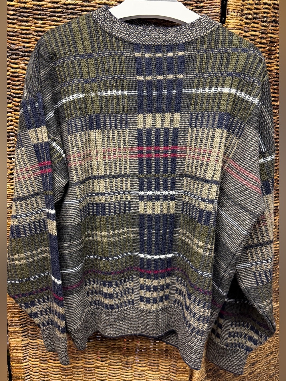 Pendleton Olive, Navy & Beige Plaid Crewneck Sweater- XLarge